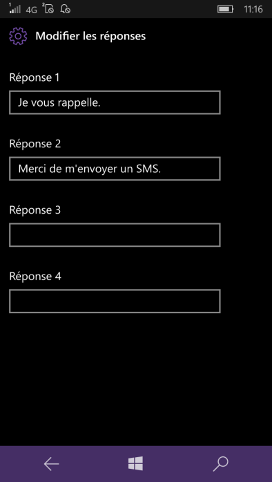 modification message personnalise windows mobile 10