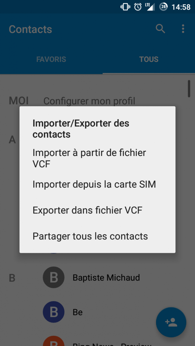 importer contacts android