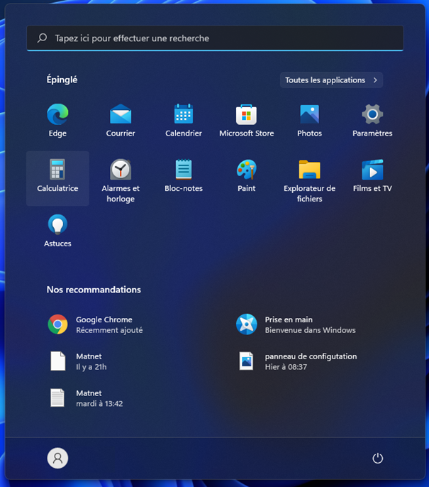 Aperçu des icônes utilisées sous Windows 11